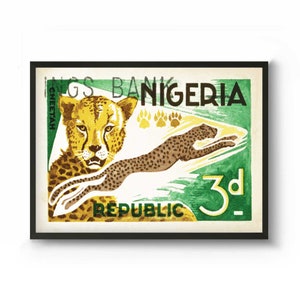 Nigeria African Wall Art Print und Poster für African Home Decor, Tier Wandkunst von Geparden oder Leoparden, Nigerian Black Art of Africa