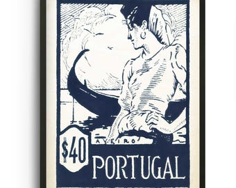 Portugal illustration Art print, boho Wall Decor, mid century modern wall art, Portuguese Wall Art Print, Vintage Travel Poster, Nautical