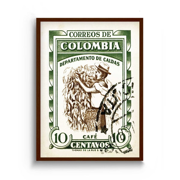 Colombia Coffee Art Poster Print for Kitchen Wall Art, Coffee Wall Decor and Rustic cafe art and Home Decor, Boho Art Print and Artwork