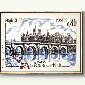 Paris Wall Art poster print, France art Poster, Vintage French country Decor, Illustration Art print, Pont Neuf, Travel Poster Prints
