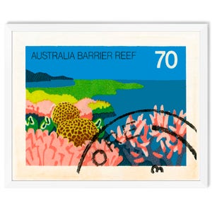 Australia Great Barrier Reef Ocean Art print poster, Coastal and Beach Art, Aussie art with Ocean Theme for Vintage travel poster collector