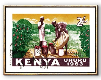 Black Art and African Art, Coffee Art, Cafe Sign, Kenya coffee gift, kitchen Wall Art, African American Art, African home decor, Coffee gift