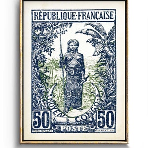 Impresión de arte de pared africana, arte negro, cartel de África, Congo, impresión de arte Boho, decoración del hogar de playa, impresión de póster de viaje vintage, impresión de ilustración
