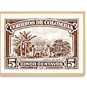 Colombian Coffee Wall Art print, Cafe Art or sign from Colombia Art with Boho decor vibe and Vintage Latin art of Colombia Coffee art poster