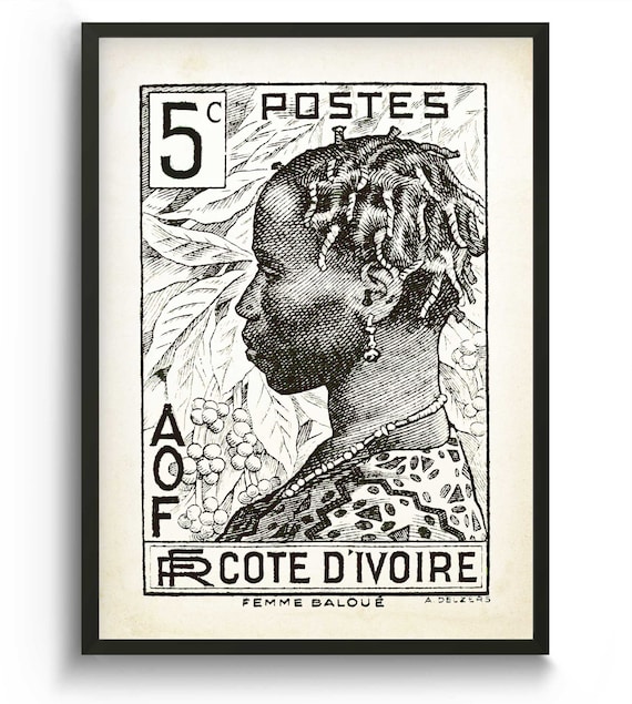 Vintage African Art Illustration Print Affiche Vintage Boho Etsy