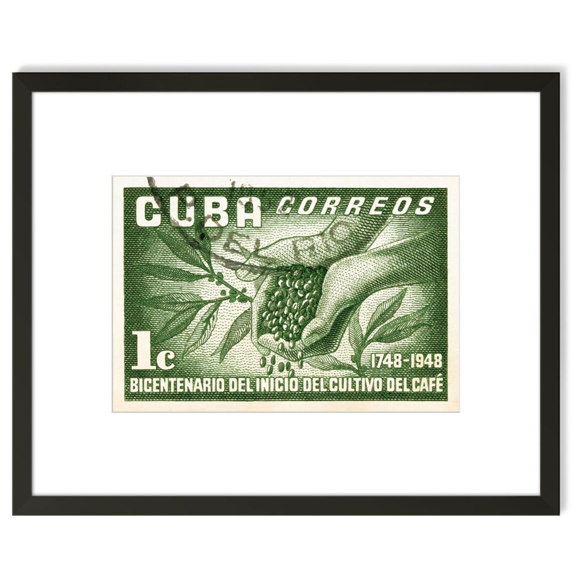 Cuba Postage Stamp Art Print. Coffee Wall Decor From Cuba Art | Etsy