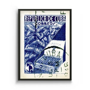 Man Cave Decor and Cigar Art Poster Print of Havana Affiche, Rustic Wall Decor and Tobacco Gifts for Men and Retro Cuba Travel Poster