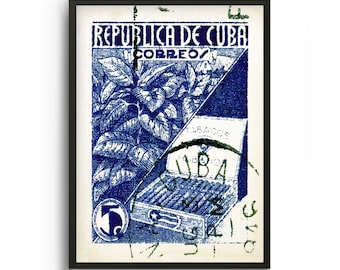 Man Cave Decor and Cigar Art Poster Print of Havana Affiche, Rustic Wall Decor and Tobacco Gifts for Men and Retro Cuba Travel Poster