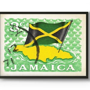 Jamaicaanse kunstdruk van Jamaica Flag, Black Art of Caribbean Art en West Indies Art, Jamaica Travel Poster, Beach Wall Art of Boho Wall Decor