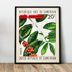 Afrikanische Kunst der Kaffee Wandkunst, Afrikanische Wandkunst von Kamerun für Küchen Wandkunst, Kaffee Kunst, Schwarze Kunst, Botanischer Druck, Küchen Poster