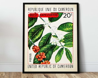 African art of Coffee Wall Decor, African Wall art  of Cameroon for Kitchen Wall art, Coffee Art, Black Art, Botanical Print, Kitchen Poster