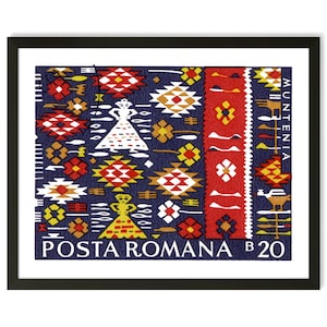 Boho Wall Art, Geometric Textile Wall Art print, Romanian Rug Art, Affiche Vintage, Europe prints, European Art, Travel poster prints