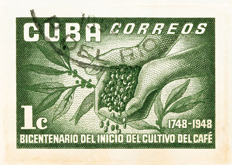 Cuba Postage Stamp Art Print. Coffee Wall Decor From Cuba Art | Etsy