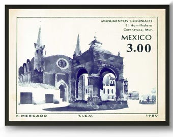 Vintage Mexican Architecture Art Print. Mexican Wall art and Latin travel poster art from Mexico.
