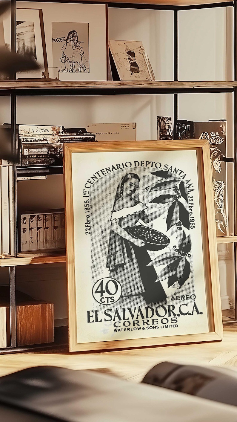 El Salvador Wall art for Boho home decor and latin art gallery wall, Vintage Travel poster print illustration for kitchen wall art image 12