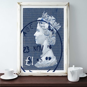 Queen Elizabeth Portrait Art Print, Großbritannien Plakat, Britisches Königshaus, Regal Tribute, England Decor