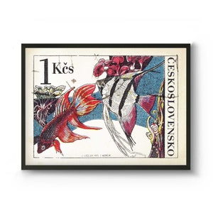 Tropisches Dekor und Betta Fisch-Kunst, Küstenwand-Kunst und Stranddekor. Reise Poster Drucke Bunte Wandkunst und Vintage Drucke
