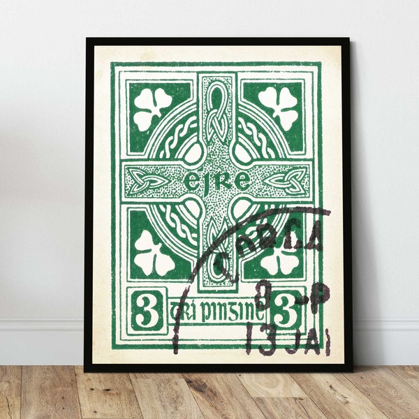 Celtic Cross Irish Wall Art Print, Christian Art, Celtic Art, The Irish Celtic cross is a symbol of Ireland's ancient heritage, Pagan art