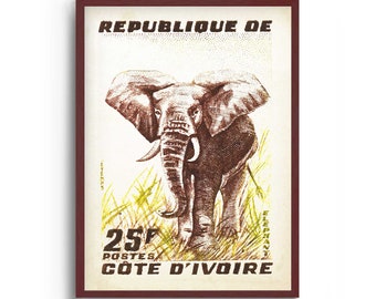 African Art and Black Art, Elephant wall art, Travel Art and Animal Art, Vintage Poster of Wildlife Art prints, Nature Wall Art and Decor