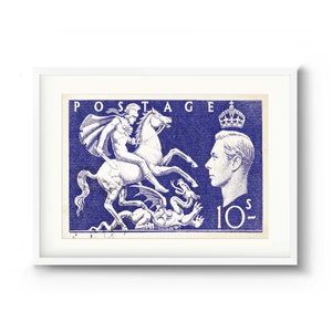 Arte del cartel de San Jorge y el Dragón, Impresión de arte del Rey Jorge VI, Arte de la pared de Gran Bretaña, Arte del patrimonio y la ascendencia
