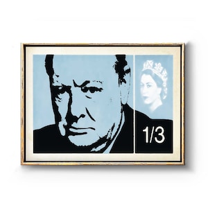 Winston Churchill y la reina Isabel Lámina, Iconos británicos, Decoración del hogar de Gran Bretaña, Póster vintage
