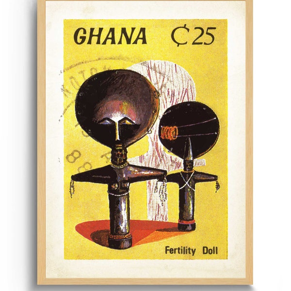 Afrikaanse Wall Art Print, zwarte kunst, feministische kunst, vintage reizen poster prints, Afrikaanse beeldhouwkunst, Boho Art Print, Affiche Vintage, Ghana Art