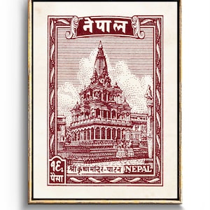 Nepal art, Asian Decor, Buddhist Art, Asian art, Vintage Travel poster prints, Buddha Wall Art, Meditation Decor, Spiritual and Zen Wall Art