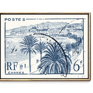 Cannes France French Decor French Art French Vintage France Decor France Poster Blue Wall art Mediterranean Decor French Country Decor
