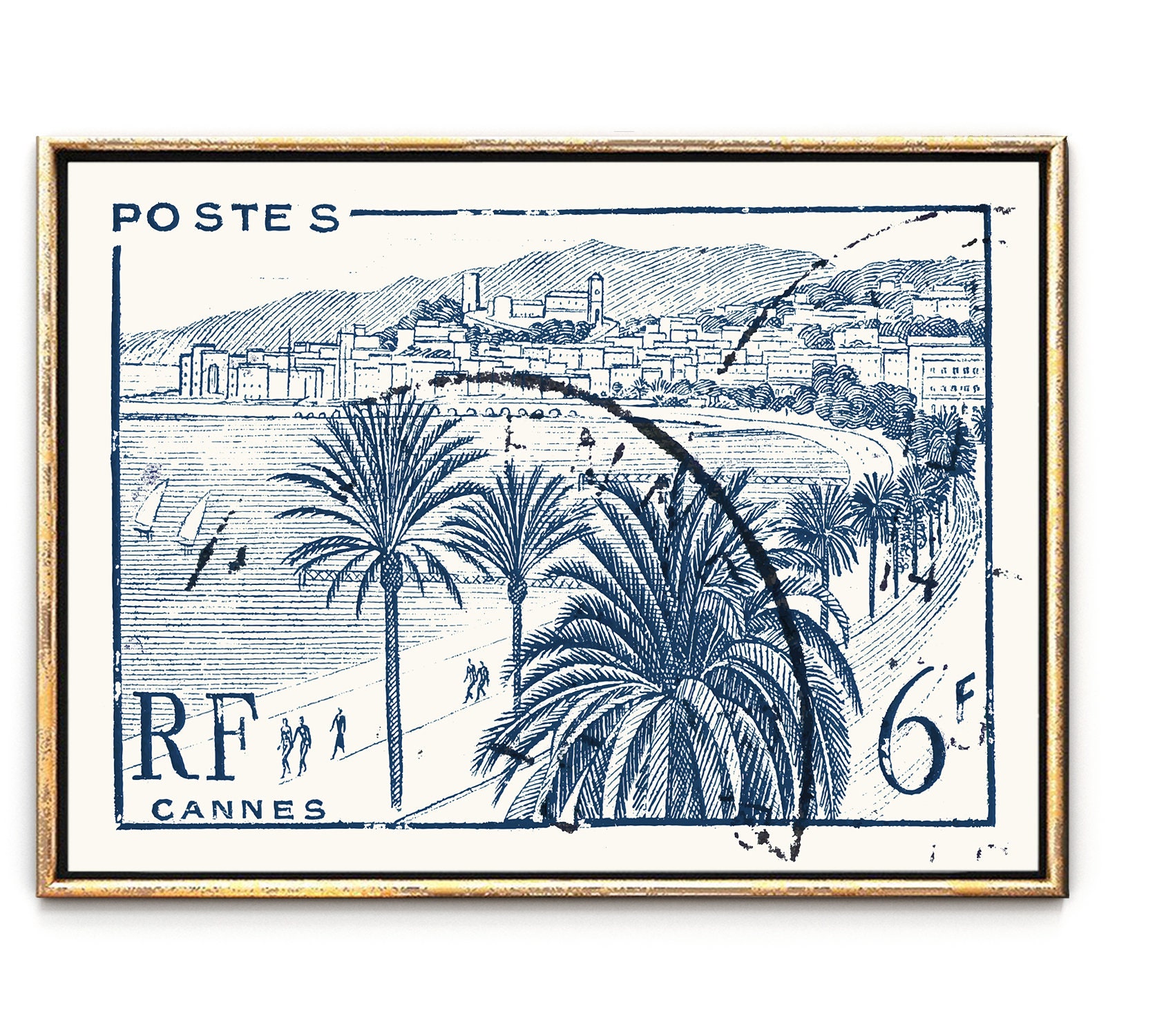 Cannes France French Decor French Art French Vintage France Decor France Poster Blue Wall art Mediterranean Decor French Country Decor