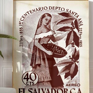 El Salvador Wall art for Boho home decor and latin art gallery wall, Vintage Travel poster print illustration for kitchen wall art image 13