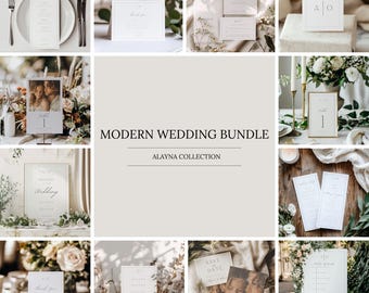 Pacchetto di modelli per matrimoni, set di modelli di cartelli per matrimoni modificabili, pacchetto di cancelleria per matrimoni, kit per matrimoni, modello stampabile, download immediato,