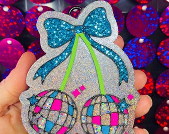 Disco Ball Cherries Car Freshie, Car Scents, Air Fresheners, Bow Car Freshie, Disco Ball Freshie