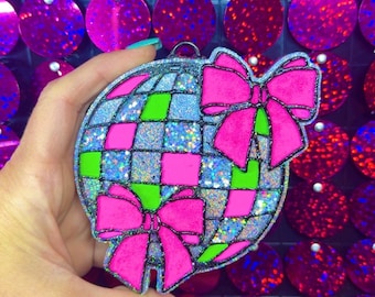 Bow Disco Ball Car Freshie, Car Scents, Air Fresheners, Bow Car Freshie, Disco Ball Freshie