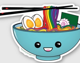 Rainbow Pride Ramen Bowl| LGBTQ Flag | Pride Sticker | Decal | Queer Art | Gifts Under 5 Active