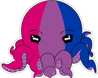 Bisexual Pride Octopus Sticker | LGBTQ Flag | Pride Sticker | Decal | Queer Art | Gifts Under 5