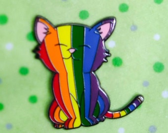 Pride Pin | LGBTQ Rainbow Pride Kitty | LGBTQ Flag |  | Queer Art | Gifts