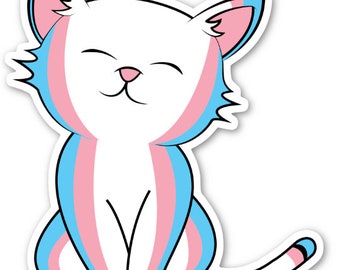 Transgender Pride Kitty Sticker | LGBTQ Flag | Pride Sticker | Decal | Queer Art | Gifts Under 5