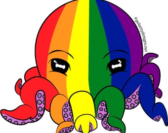 LGBTQ Rainbow Pride Octopus Sticker | LGBTQ Flag | Pride Sticker | Decal | Queer Art | Gifts Under 5