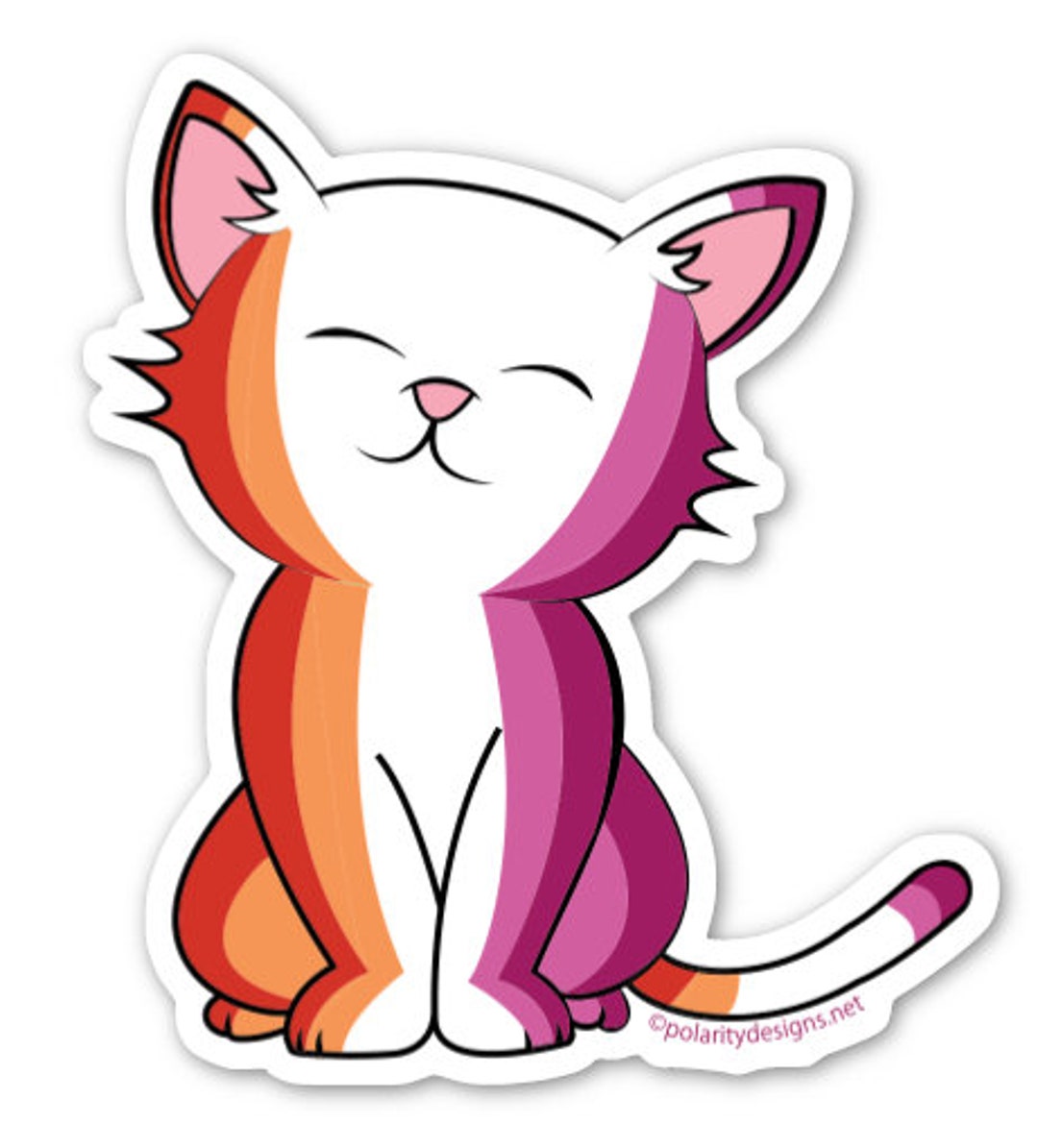 Lesbian Pride Kitty Sticker LGBTQ Flag Pride Sticker Decal Queer Art ...