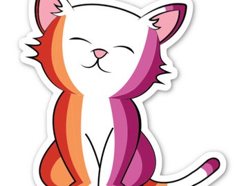 Lesbian Pride Kitty Sticker | LGBTQ Flag | Pride Sticker | Decal | Queer Art | Gifts Under 5