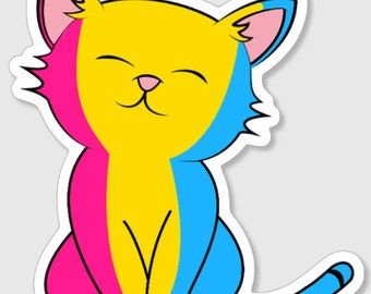 Pansexual Pride Kitty Sticker | LGBTQ Flag | Pride Sticker | Decal | Queer Art | Gifts Under 5