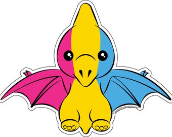 Pansexual Pride Pterodacyl Sticker | LGBTQ Flag | Pride Sticker | Decal | Queer Art | Gifts Under 5