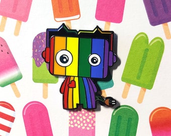 LGBTQ Rainbow Pride Robot Pin| LGBTQ Flag | Pride pin | Queer Art | Gifts Under 10