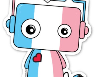 Trans Pride Bot Sticker | LGBTQ Flag | Pride Sticker | Decal | Queer Art | Gifts Under 5