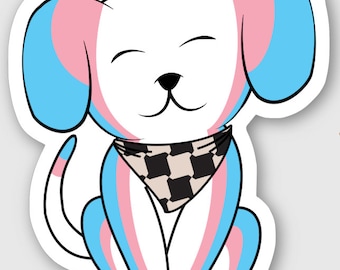 Transgender Pride Puppy Sticker | LGBTQ Flag | Pride Sticker | Decal | Queer Art | Gifts Under 5