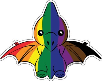 Progressive LGBTQ Rainbow Pride Pterodacyl Sticker | LGBTQ Flag | Pride Sticker | Decal | Queer Art | Gifts Under 5