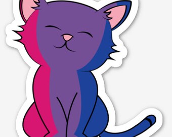 Bisexual Pride Kitty Sticker | LGBTQ Flag | Pride Sticker | Decal | Queer Art | Gifts Under 5