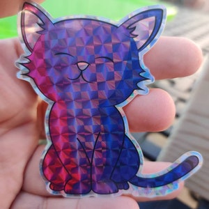 Prismatic BiSexual Pride Kitty | BiSexual Flag | Pride Sticker | Decal | Queer Art | Gifts Under 5