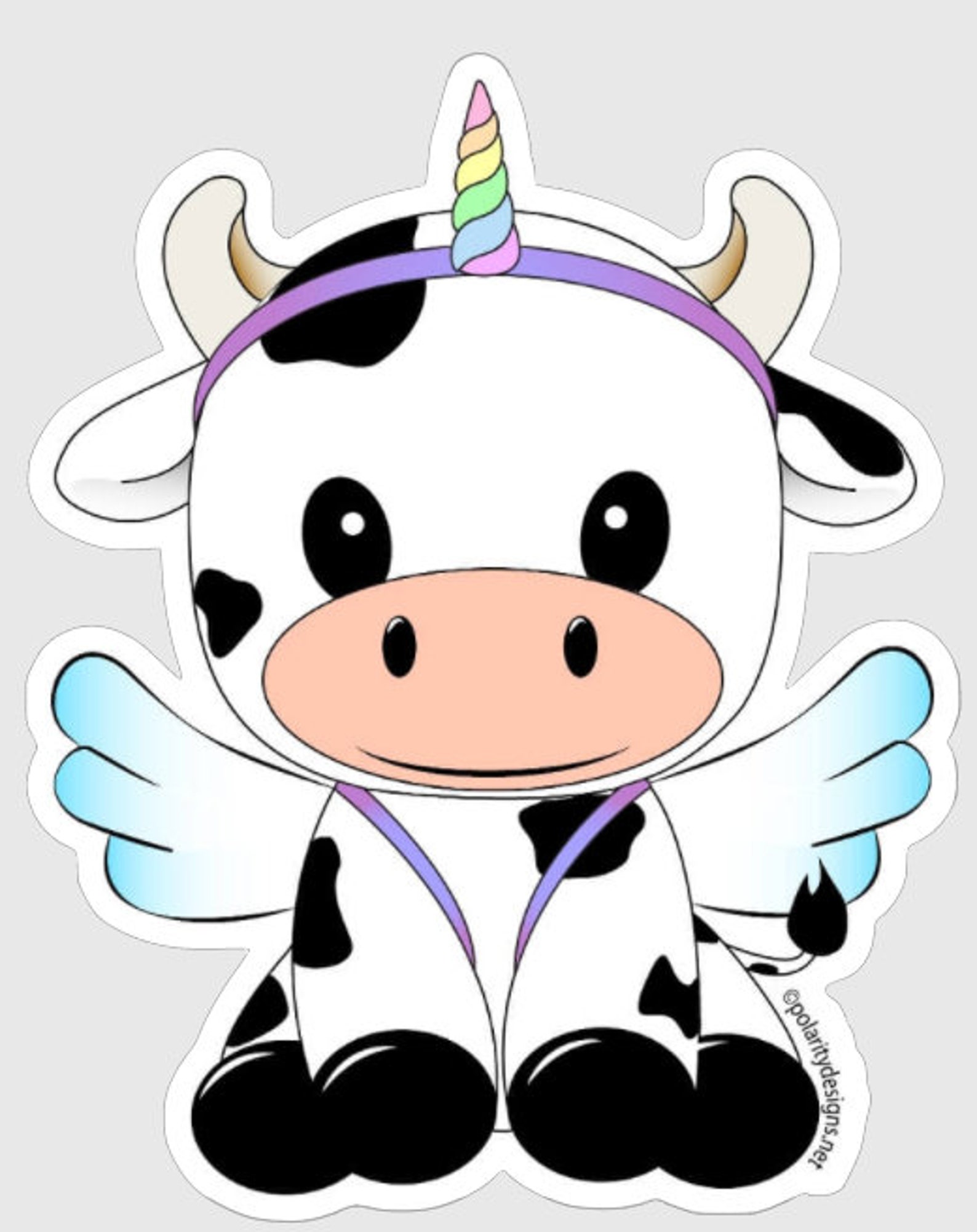 Rainbow Cow Unicorn Faierie sticker | Etsy