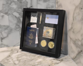 Passport Bro&#39;s - 3D Shadow Box Money Art, Bedroom Decor Wall Art, Motivational Luxury Apartment Decor, Gift For Him Mancave Art, Pop Art